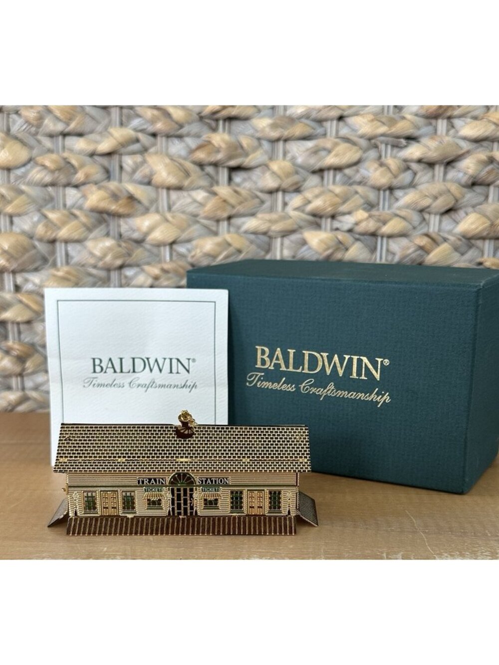 Baldwin RARE RETIRED Train Station Ornament NOS 7192.010 Brass w/24k Gold